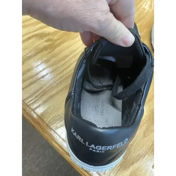 Karl Lagerfeld Sneakers Women's 8.5 Black Leather Lace Up Low Comfort Shoes S35 - Picture 5 of 8